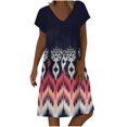 thumbnail image 2 of CENGNIAN Womens Plus Size Sun Dress on V-Neck Casual Temperament Pullover Short Sleeve Print Loose Dress, 2 of 5