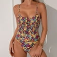 thumbnail image 2 of BECLOTH Women's Fashionable Floral Print Strapless Swimsuit With Built In Bra Pads, 2 of 6
