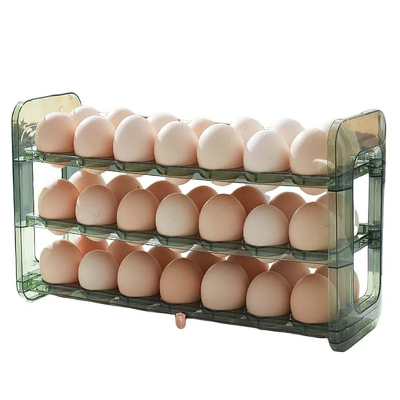 Porta huevos abatible para refrigerador Dispensador de huevos para puerta lateral Organizador de huevos abatible para Verde