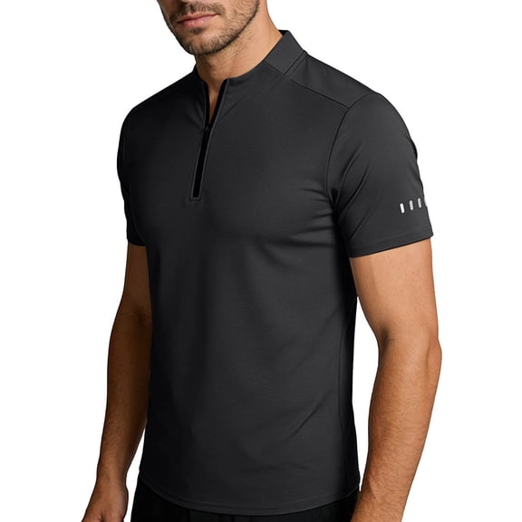 Men's Quick Dry Active Tshirts Quarter Zip Pullover Short Sleeve Athletic 1/4 Zip Up Fishing Running Outdoor Shirt