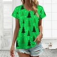 thumbnail image 3 of Christmas Tree Pattern on Green Women's Blouse Short Sleeve Women's Top T-Shirt Spring Summer Clothes, 3 of 7