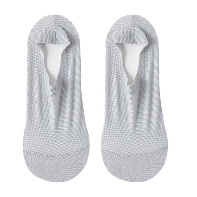 Calcetines de barco para hombre, de silicona, antideslizantes, con tacón antideslizante, para primavera y verano, finos, de malla transpirable, de seda helada, calcetines invisibles con parte