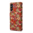 thumbnail image 3 of Case for Samsung Galaxy S24, Premium PU Leather Wallet Case with Card Slots Lanyard Shoulder Strap Kickstand Retro Rustic Style Flower Pattern Purse Shockproof Cover for Galaxy S24, Red, 3 of 8