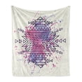 thumbnail image 1 of Tribal Soft Flannel Fleece Throw Blanket, Pattern Brushstroke Watercolors Blurry Backdrop Folk Print, Cozy Plush for Indoor and Outdoor Use, 50" x 70", Pale Pink Fuchsia Lilac, by Ambesonne, 1 of 6