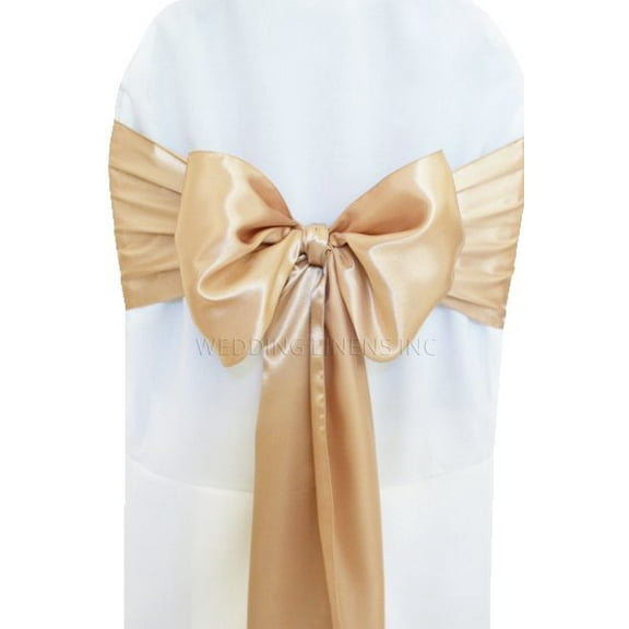 Wedding Linens Inc. (10pcs) 8" x 108" Satin Chair Sashes Chair Sash Bow ties for Wedding Party Catering Banquet Decoration Events - Champagne