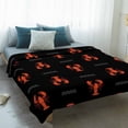 thumbnail image 4 of Red Shrimp Blanket Soft Cozy Warm Throw Blanket for Couch, Plush Fuzzy Flannel Fleece Blankets for Sofa, Black Modern Art Coastal Nautical Bed Blankets Lightweight Gifts for Women, 40"x60", 4 of 9