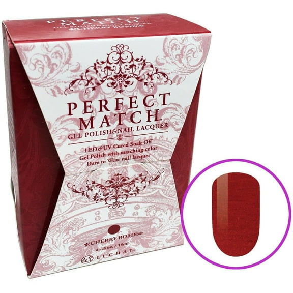 LECHAT - Perfect Match Pair of Soak off Gel   Matching Nail Polish, PMS190 Cherry Bomb