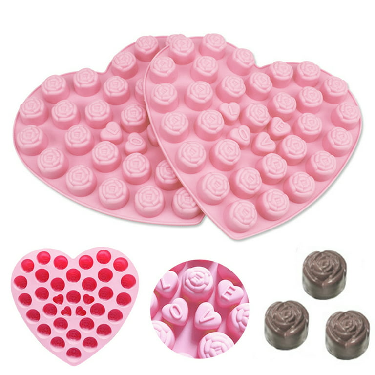 Mini Food Grade Silicone Molds Candy Chocolate Mold Jello & Ice Cube Tray  Diy Backing Tool (pink) Mini Silicone Molds Candy Mold Chocolate Mold Jello