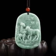 thumbnail image 2 of K-KED Natural Jadeite A Grade Jade Pendant Green Jadeite Three Rams Bring Bliss Gift, 2 of 5