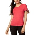 thumbnail image 1 of maison Jules T-Shirt Basique à Rayures Ruban pour Femmes, Rouge, Moyen, 1 of 1