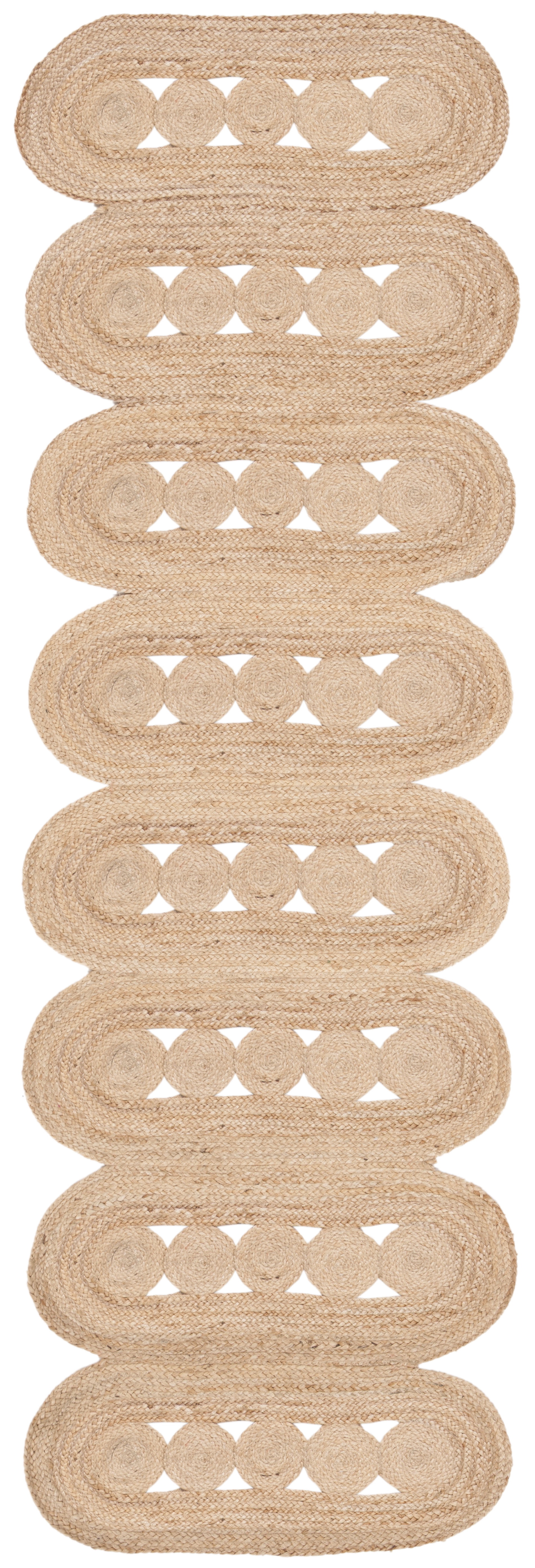 SAFAVIEH Natural Fiber Kaelee Braided Geometric Jute Runner Rug, Natural, 2'6" x 8'