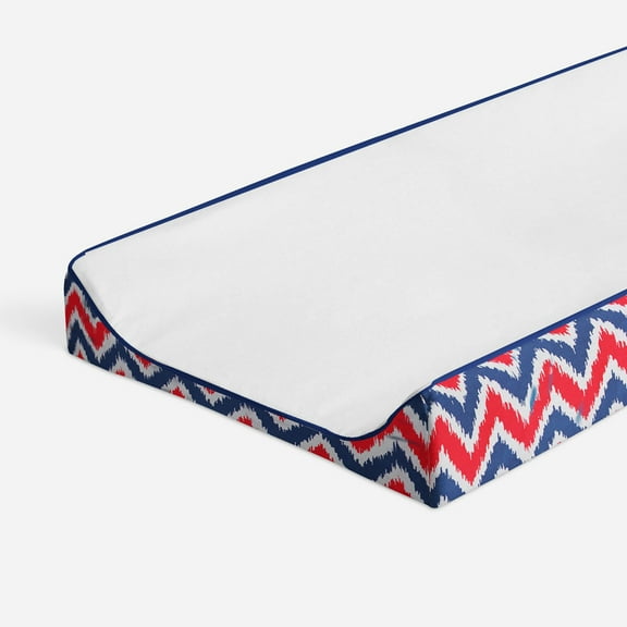 Bacati - Mix N Match Chevron/Dots Navy/Red Boys Quilted Changing Pad Cover