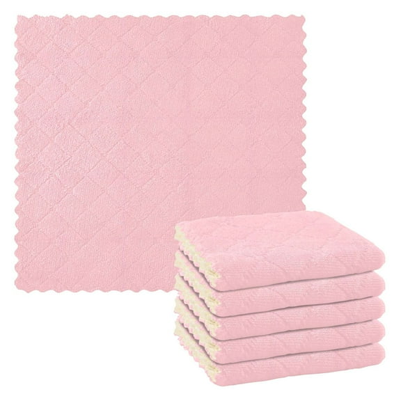 Ryvnso Solid Pink Kitchen Towels Dish Clothes for Drying Dishes Cleaning Absorbent Set of 6