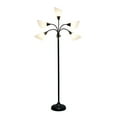 thumbnail image 3 of Simple Designs 5 Light Adjustable Gooseneck Black Floor Lamp with White Shades, 3 of 7