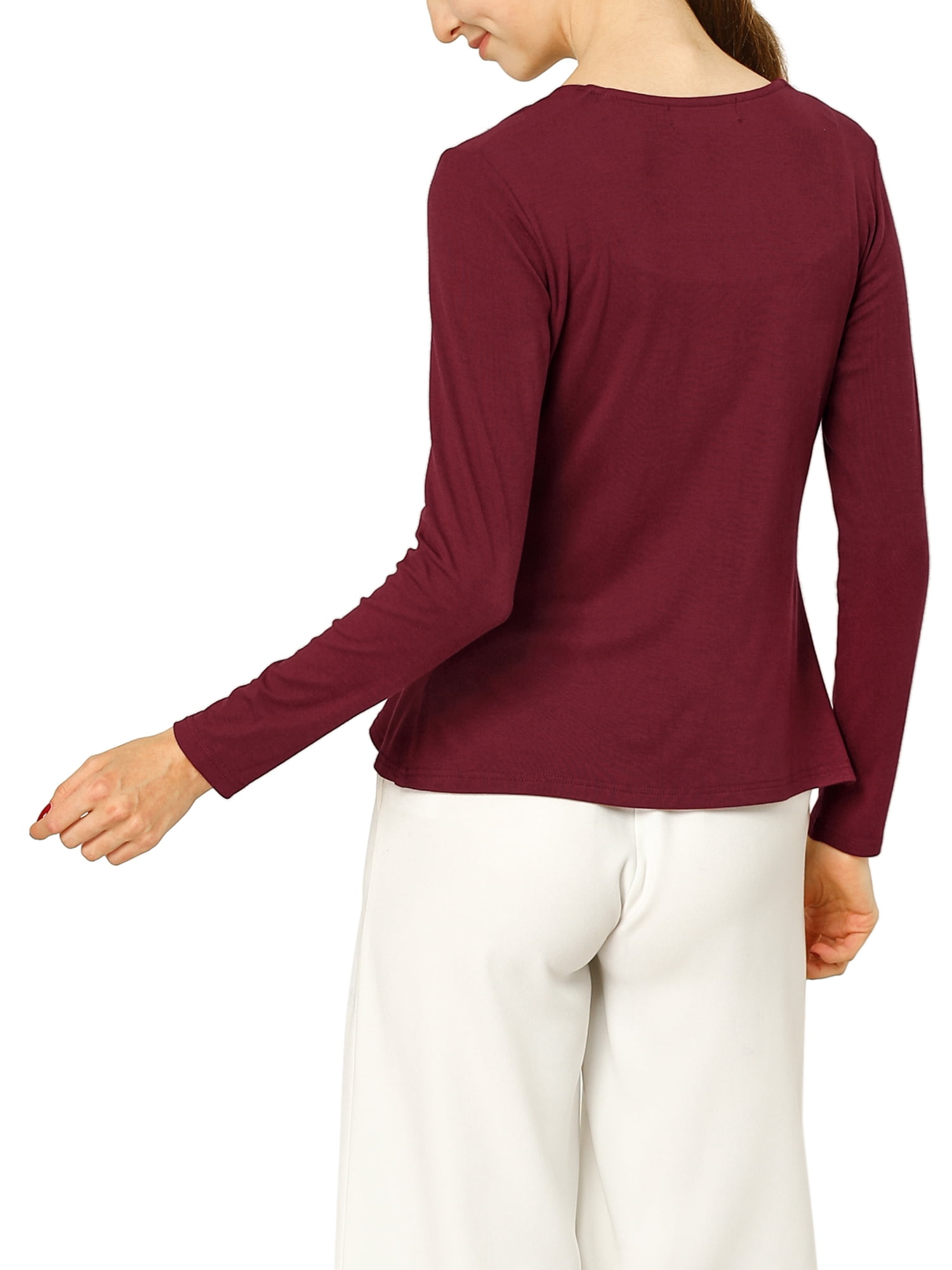 DARING DIVA Women's Tie Front Ruffled Hem Crop Knit Cardigan M Burgundy