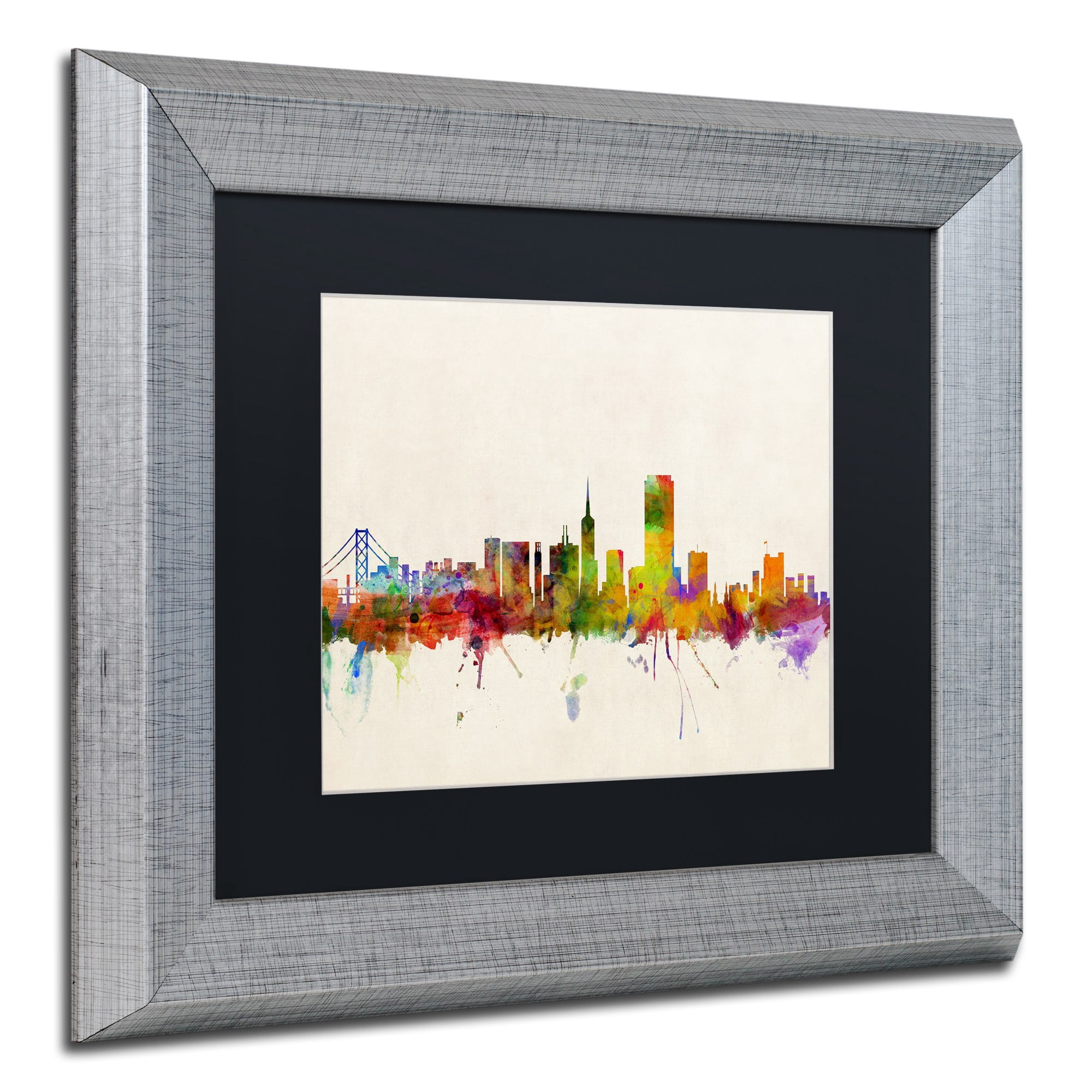 Trademark Fine Art "San Francisco CA" Canvas Art by Michael Tompsett Black Matte, Silver Frame