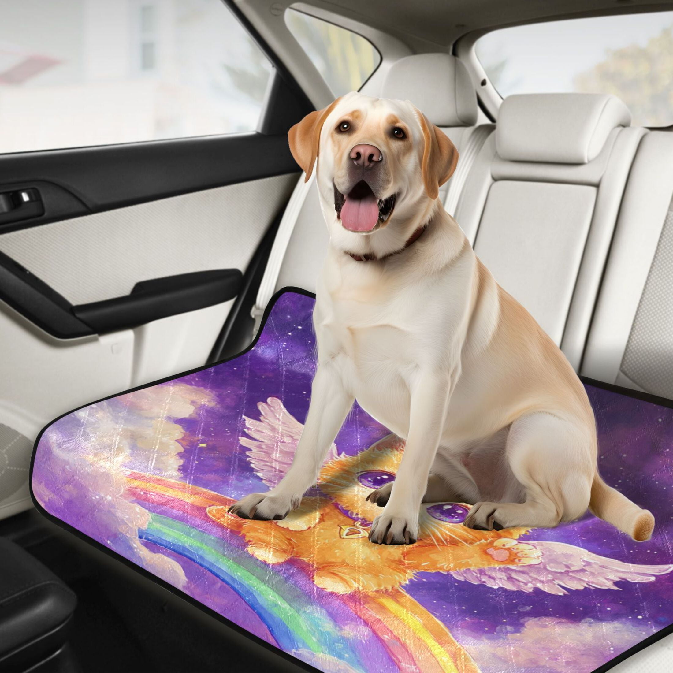 Qxltty Rainbow Angel Cat Cat litter Pads Pet Set of 3 Diaper Mats Center Anti-leakage Layer Absorbent Soft and Comfortable