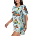 thumbnail image 2 of Bixox Women's Cartoon Car Racing Printed Pajama Set 2 Piece Lounge Set Top and Shorts Soft Pajamas, Shorts with Pockets, 2 of 7