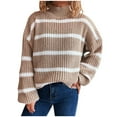 thumbnail image 2 of FDGIU Women's Chunky Knit Sweater Warm Pullover Crewneck Sweater 2025, Oversized Loose Striped Top, Casual Fall Fashion Cozy Tunic, 2 of 5