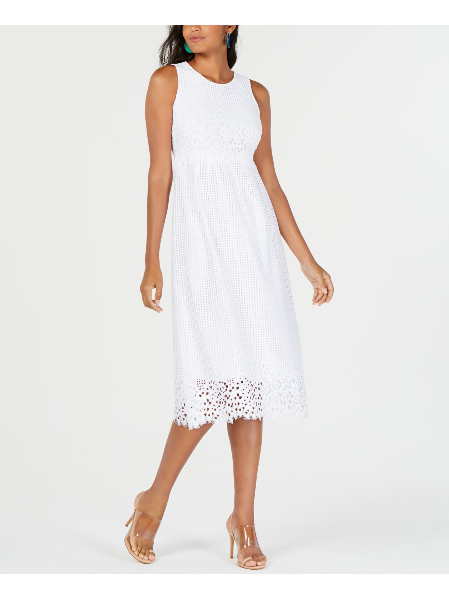 White Sleeveless Midi Empire Waist 