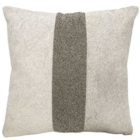 Pewter Natural - Nourison Couture Natural Hide Shimmer Stripe Grey Pewter Throw Pillow