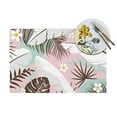 thumbnail image 4 of LNWH Pink Floral Leaf Pattern Placemats, 1 PCS Heat Resistant Washable PVC Table Mats, 18"x12", 4 of 6