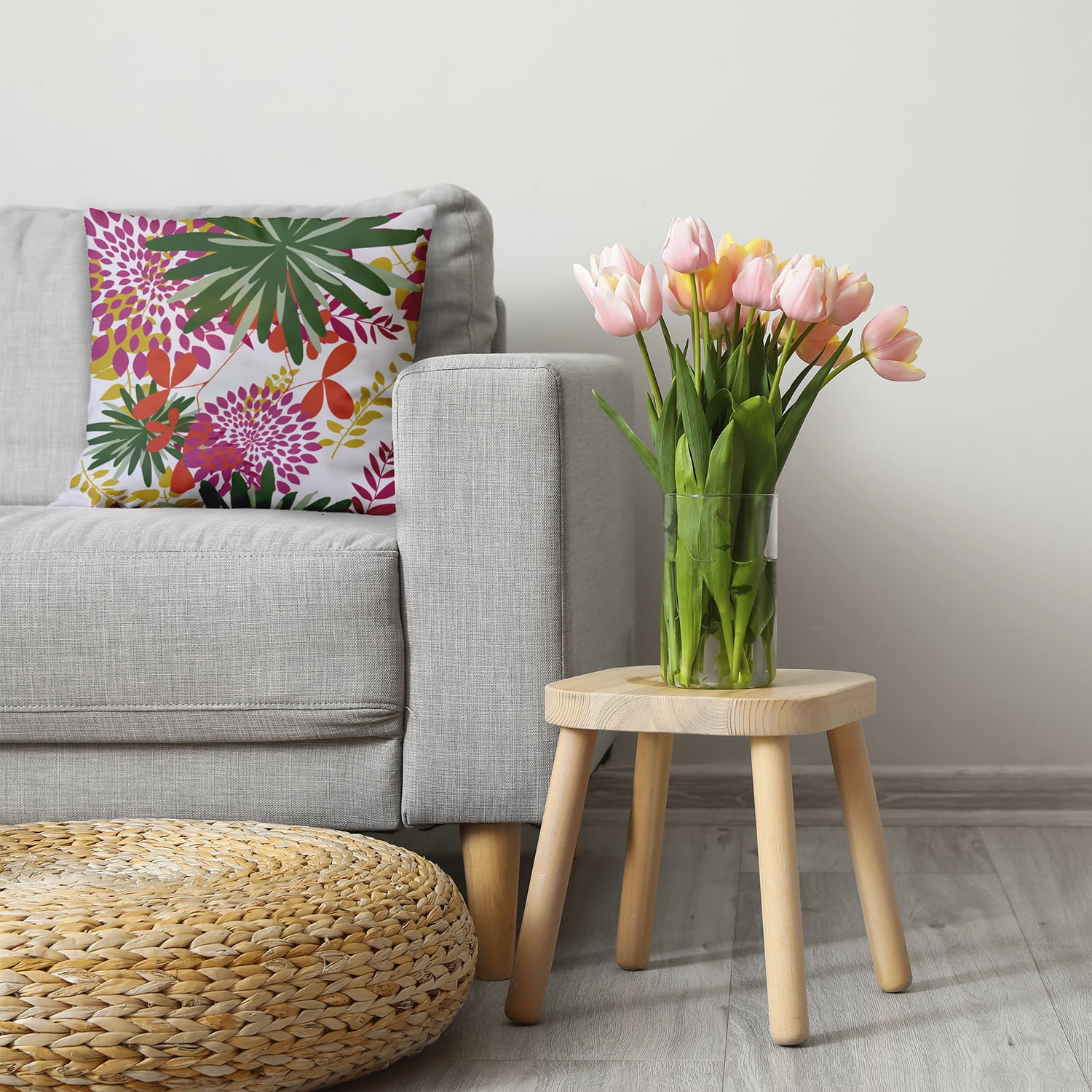 20" x 20" Simply Daisy Jumble Floral Polyester Accent Pillow, Leaf Qty 1