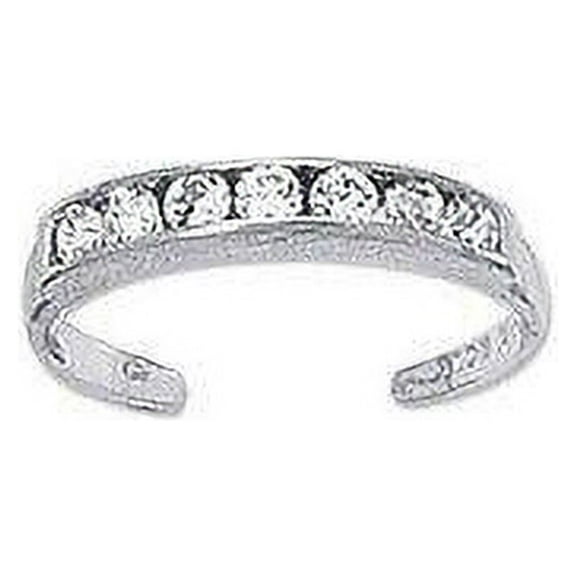 Ritastephens 10k Solid Gold Eternity Band Cubic Zirconia Toe Ring Channel-set Adjustable Body Jewelry