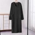 thumbnail image 2 of Women's Fleece Bathrobe V-Neck Long Sleeve Cable Knit Textured Robe with Pockets Cozy Homewear for Fall Winter, 2 of 7