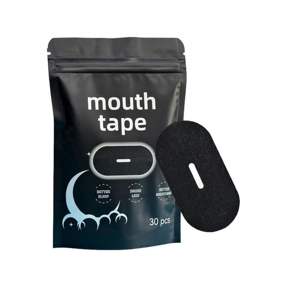 30-Pack Black Sleeping Nose and Mouth Strips with Hypoallergenic Fabric for Anti-Snoring and Improved Sleep Quality