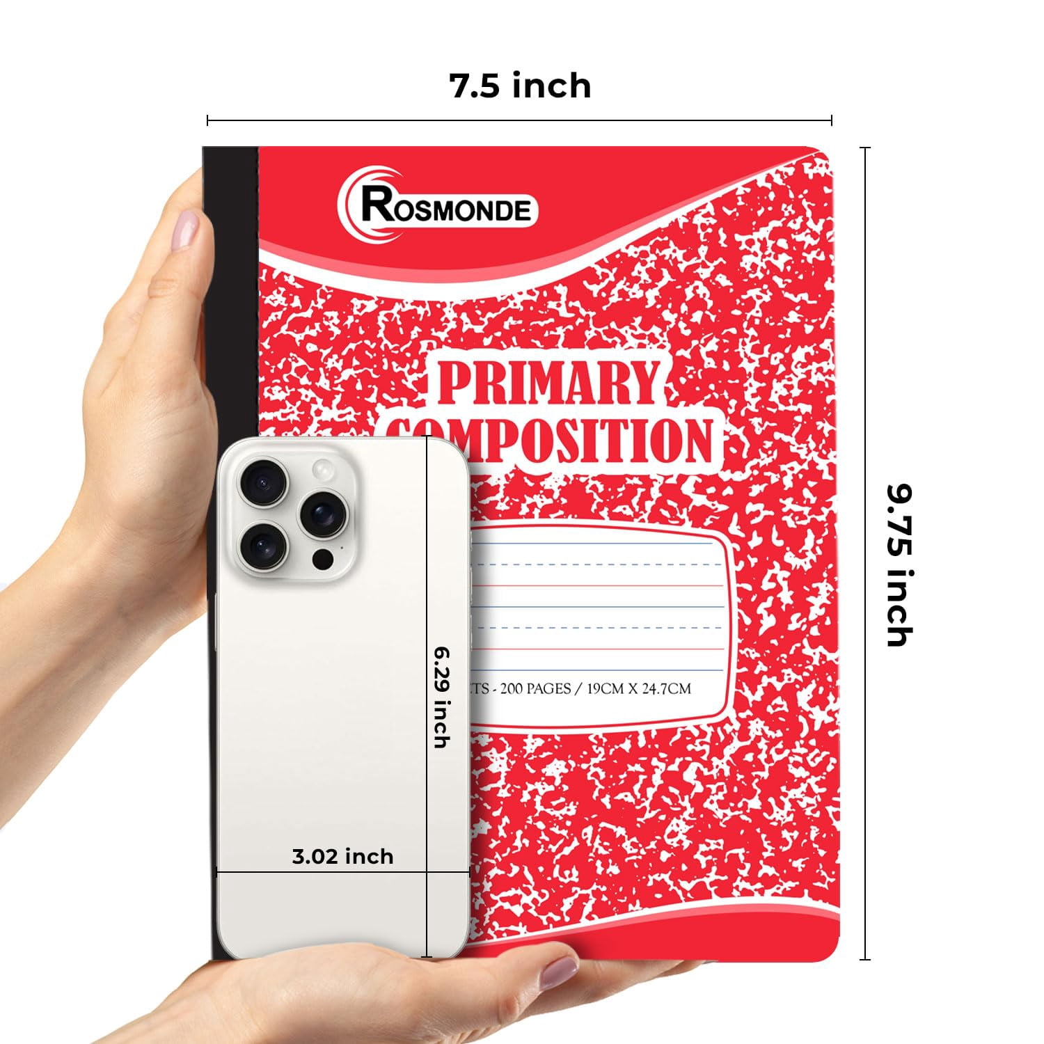 Rosmonde Primary Composition Notebooks Bulk Pallet, 1000 Pack, 200 Pages (100 Sheets), 9.75 x 7.5 in, Draw & Write, Dotted Ruled for Grades K–2, Bulk School Supplies, 4–7 Day Transit
