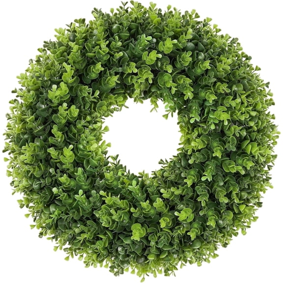 18 Inch Spring Wreaths Boxwood Wreath for Front Door Artificial Green Wreath for Farmhouse Wedding Porch Wall Outdoor Indoor Decorations