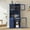 Blue, variant on Harper & Bright Designs Farmhouse Kitchen Pantry Cabinet with Glass Door and Shelves, Tall Kitchen Storage Cabinet with Drawer, Freestanding Hutch with Wine Rack, 74.8", Natural