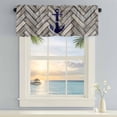 thumbnail image 2 of Window Valance for Kitchen,Nautical Dark Blue Navy Anchor Rod Pocket Curtain Valances Short Curtains Drapes Panel,Retro Wooden Board Window Treatment Topper for Living Room Bathroom Bedroom Home, 2 of 9