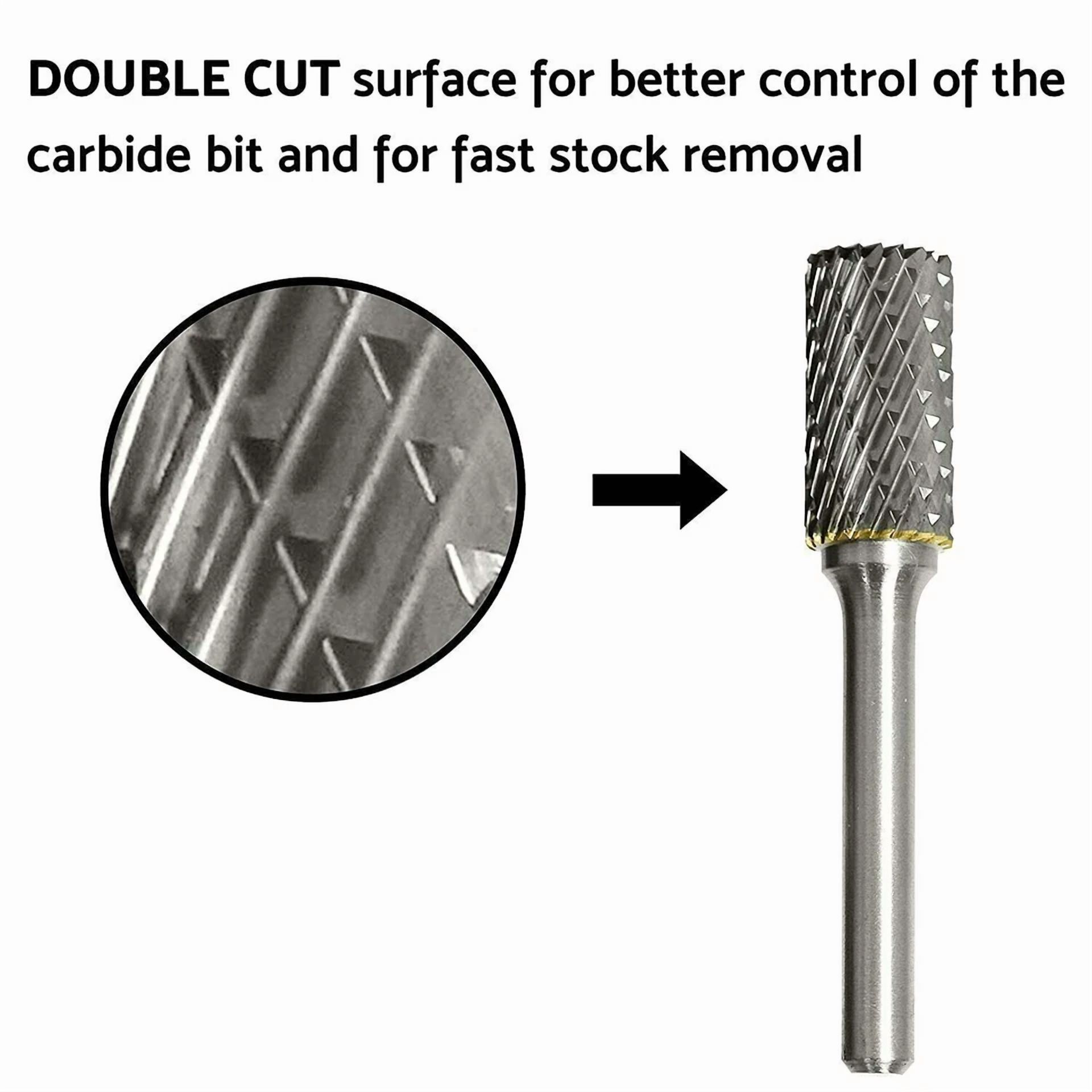 CIRCLE- Steel Tungsten Carbide Rotary Burr Bit Set 1/8" Cutting Carving Burrs For Dremel
