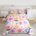 thumbnail image 2 of Feelyou Pink Groovy Flower Queen Comforter Set, Kawaii Cartoon Floral Bedding Sets, Teens Kids Girls Women Reversible Bedding Comforter Set, Breathable Home Decor, 3-Piece, 2 of 8