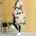 thumbnail image 4 of FORMRS Womens Canvas Tote Bag with Zipper Inner Pocket Shoulder Handbag, Beige Cats Reading, 4 of 7