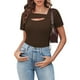 thumbnail image 5 of Tops de encaje para mujer,Blusa informal para mujer con cuello en V, manga tres cuartos, poliéster, color liso, uso diario, sopatenor, 5 of 9