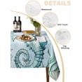 thumbnail image 2 of Coastal Seahorse Table Cloth, Ocean Nautical Starfish Seashells Coral Waterproof Tablecloth for Rectangle Tables, Reusable Washable Fabric Table Cover for Restaurant Kitchen Dining Tables 54"x108", 2 of 6