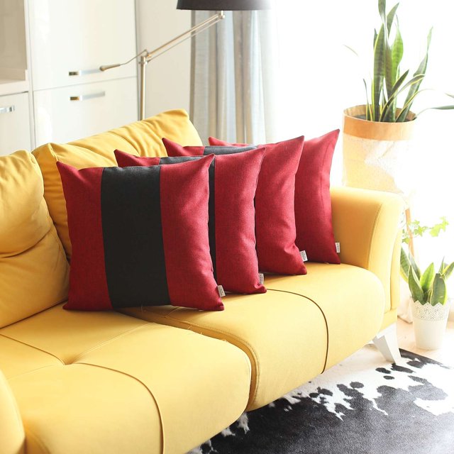 homeroots Décor 392640 Ensemble de 4 Housses de Coussins Rouges et Noirs