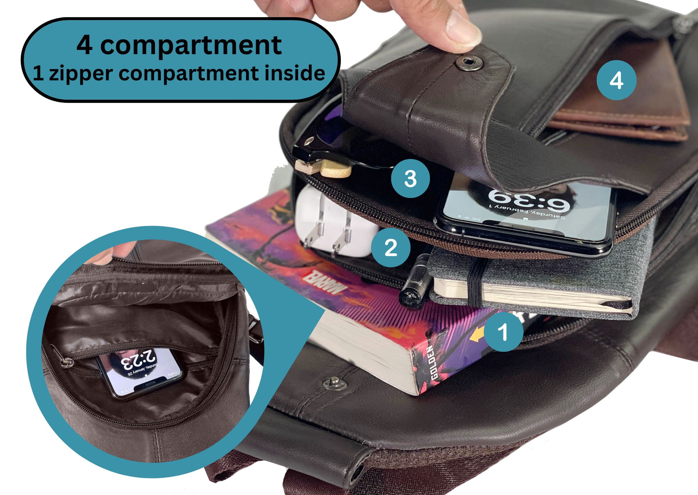 Crossbody Bag Sling Bag Shoulder Pack Lightweight Travel Hiking Men Women-by Bullz