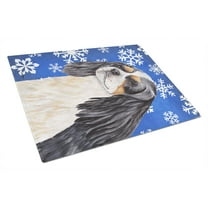 Carolines Treasures Cavalier Spaniel Winter Snowflakes Holiday Glass Cutting Board Large 12H x 16W multicolor