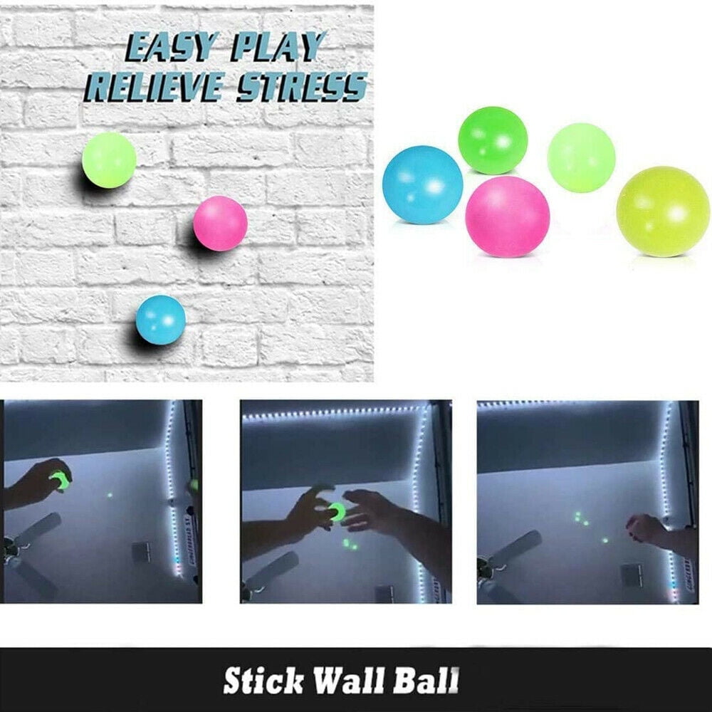 Details about   8PCS Sticky Balls for Ceiling Stress Relief Globbles Stress Kid Luminous Toy US 