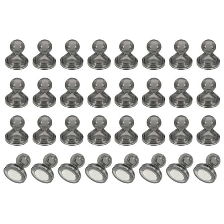 Uxcell 32pcs Magnets Push Pins, 1x0.9" Strong Fridge Magnets Magnetic Whiteboard Decorative Thumbtacks for Refrigerator Locker Calendar Office, Gray