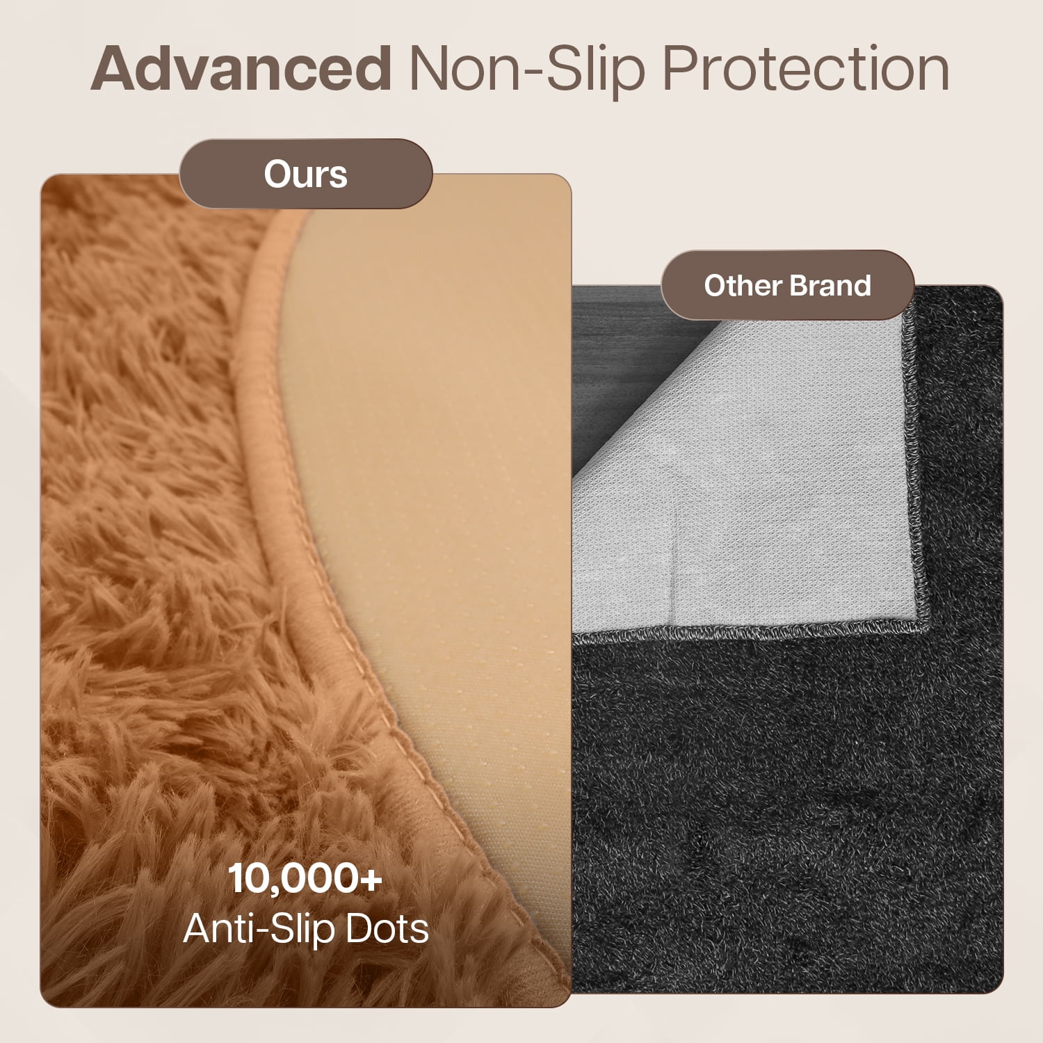 Moonlight20015 Area Rug 4x4ft non-slip Soft Fluffy Shaggy for Living Room Bedroom Décor Beige