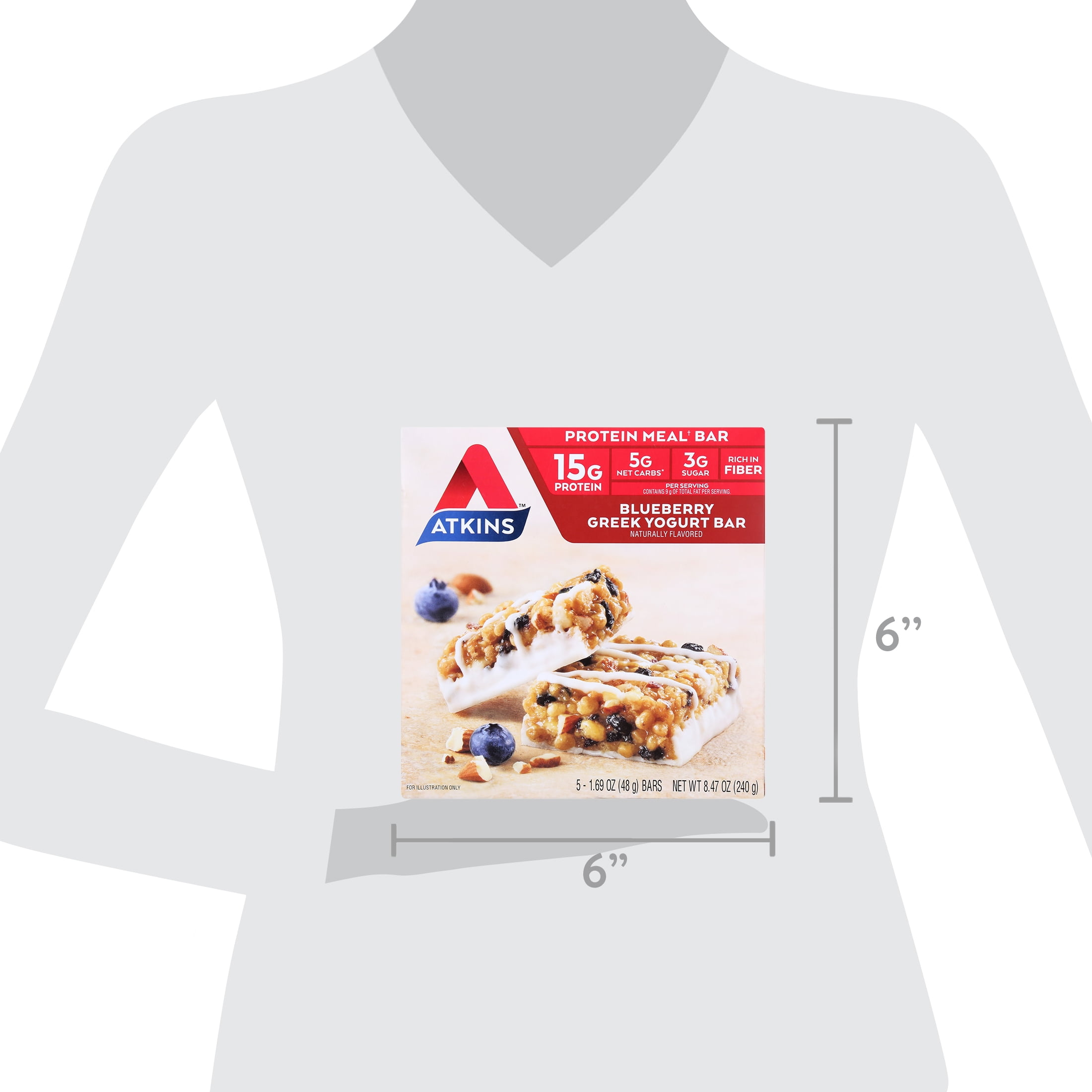 Atkins Protein-Rich Meal Bar, Blueberry Greek Yogurt, Keto Friendly, 5 Count