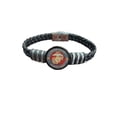 thumbnail image 3 of Officially Licensed Marine Corps Black Braided Leather Bracelet with Stainless Steel Accents, 3 of 5