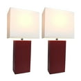 thumbnail image 3 of Elegant Designs 2-Pack Modern Leather Table Lamp Set with White Shades, Red, 3 of 6