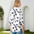 thumbnail image 6 of OIOLOYJM Golf Shirts for Women 2026 V Neck 3/4 Sleeve Geometric Print Polo Shirts Spring Lapel Collar Lightweight Gym Workout T Shirts Comfy Cozy Trendy Clothes Navy L, 6 of 7