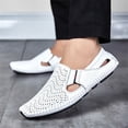 thumbnail image 6 of Domuza Mens Leather Driving Loafers, Lightweight Slip On Breathable Walking Boat Shoes, Comfortable Flat Outdoor Casual Moccasin Daily Wear Shoes White 6.5 (EU-38), 6 of 6